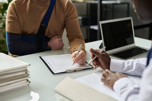 Attorney meeting with injured client